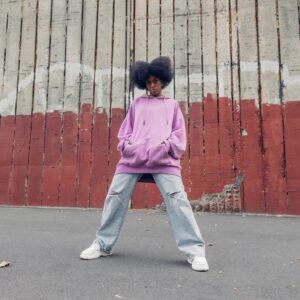 burgundy streetwear hoodie fashion model